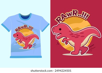 Dinosaurs tyrannosaur cartoon arts For tshirt, Apparel prints designs and other uses. Perfect for decoration, nursery t-shirt, kids apparel, invitation, simple child design.