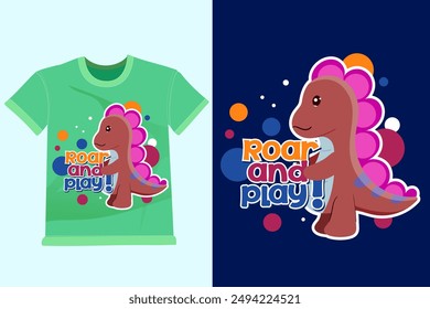 Dinosaurs tyrannosaur cartoon arts For tshirt, Apparel prints designs and other uses. Perfect for decoration, nursery t-shirt, kids apparel, invitation, simple child design.