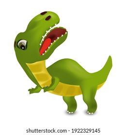 Dinosaurs Tyrannosaurus cartoon character. Evil Dinosaur on white background for your design. 3D vector illustration.