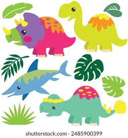 dinosaurs vector cartoon cute illustration