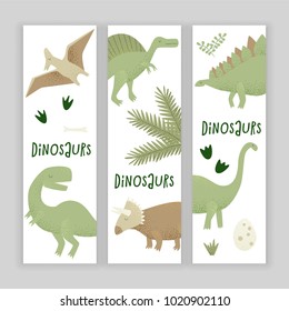 Dinosaurs vector design, tyrannosaurus rex, triceratops and diplodocus