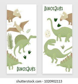 Dinosaurs vector design, tyrannosaurus rex, triceratops and diplodocus