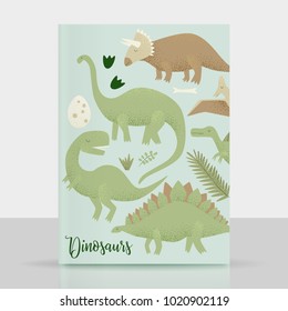Dinosaurs vector design, tyrannosaurus rex, triceratops and diplodocus