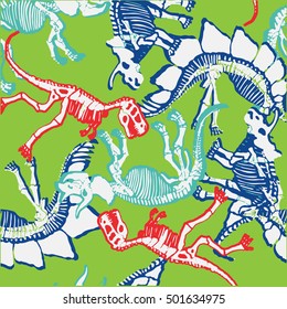 Dinosaurs vector drawings pattern