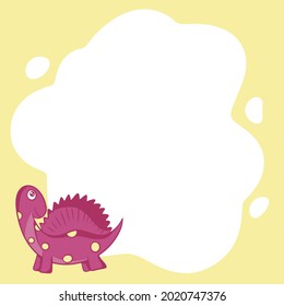 Dinosaurs. Vector frame in the form of a spot in a flat cartoon style. Template for children's photos, postcards, invitations.