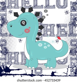 dinosaurs. Vector illustration. Hand Drawn elements for anniversary, birthday, party invitations, scrapbook, T-shirt, cards, stickers. Vector illustration