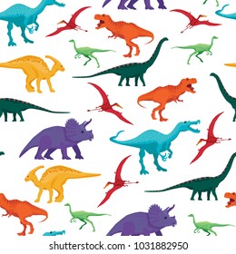 Dinosaurs vector illustration seamless pattern colorful background for kids