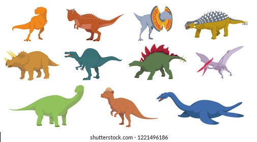 Dinosaurs vector illustration set in white background