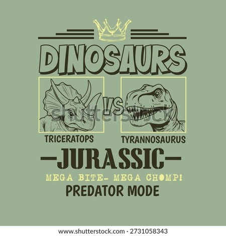 dinosaurs vector illustration of triceratops vs tyrannosaurus boys graphics for t shirt print