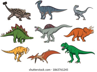 Dinosaurs Vector Pack - Tyrannosaurus Rex Triceratops Pteranodon Stegosaurus Velociraptor