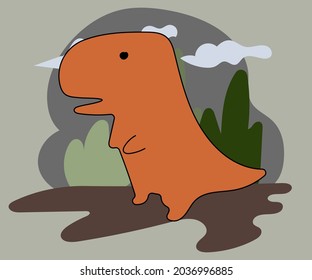 Dinosaurs vector set in cartoon scandinavian style. Colorful cute baby illustration is ideal for a children's room.