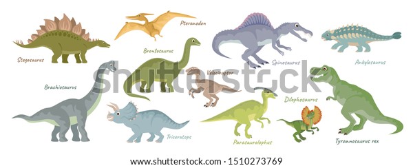 Dinosaurs Vector Set Isolated On White Stock Vector (Royalty Free ...