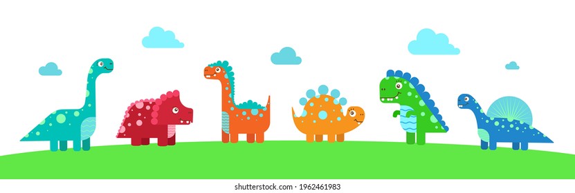 Dinosaurs vector set.
You can use it wherever you need a vector image. For example, for printing, crafts, fabric, cards, wallpaper and more.