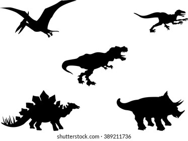 Dinosaurs vector silhouettes