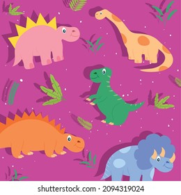 dinosaurs wallpaper design with plants