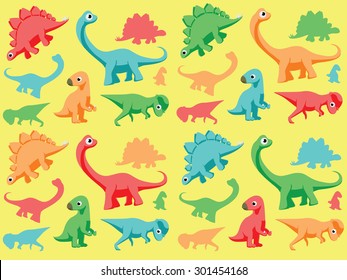 Dinosaurs Wallpaper Vector Illustration 1