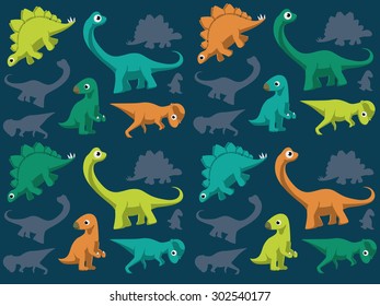 Dinosaurs Wallpaper Vector Illustration 2