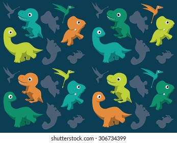 Dinosaurs Wallpaper Vector Illustration 6