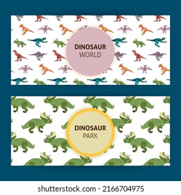 Dinosaurs Web Banners. Vector Illustration of Nature Animal.