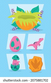 dinosaurs world icon set design