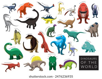 Dinosaurs of the World Set Cartoon Vector Character