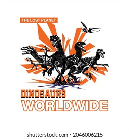 Dinosaurs Worldwide Vintage Tshirt Design Stock Vector (Royalty Free ...