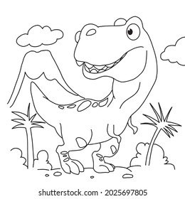 Dinosaur,Tyrannosaurus vector illustration,coloring page outline.KDP 