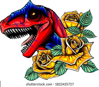 dinosaurus allosaurus head art vector illustration design