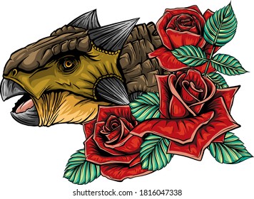 dinosaurus Ankylosaurus head art vector illustration design