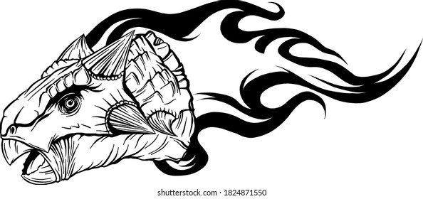 dinosaurus Ankylosaurus head art vector illustration design