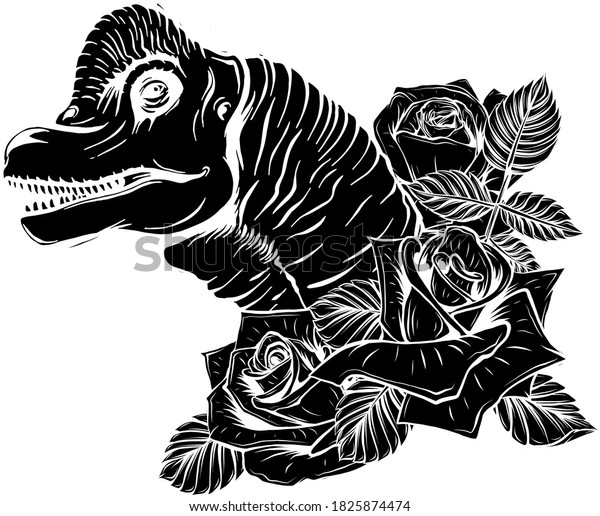 Dinosaurus Brachiosaurus Head Black Silhouette Art Stock Vector ...