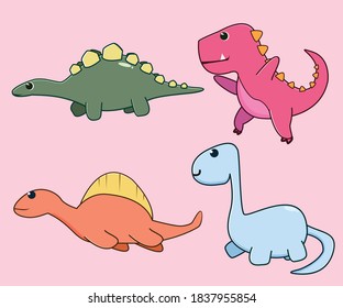 dinosaurus cute character isolated vector