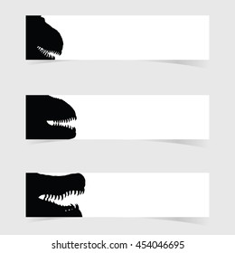 dinosaurus head with white banner set one art illustration