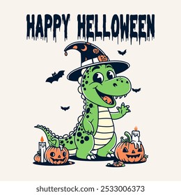 Dinosaurus helloween cute retro cartoon vector hand drawn cute retro cartoon vector hand drawn