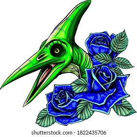 dinosaurus pterodactyl head art vector illustration design