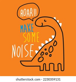 los ruidos de los dinosaurios hacen ruido,
vector de estilo dibujado a mano. camiseta gráfica y otra impresión 