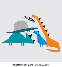 dinosaurus set flat design , graphic for tshirt and other print.