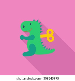 Dinosaurus toy icon. Flat vector related icon with long shadow for web and mobile applications. It can be used as - logo, pictogram, icon, infographic element. Vector Illustration.