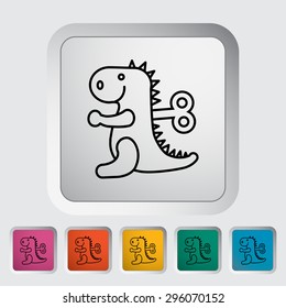Dinosaurus toy thin line flat vector related icon set for web and mobile applications. It can be used as - logo, pictogram, icon, infographic element. Vector Illustration. 