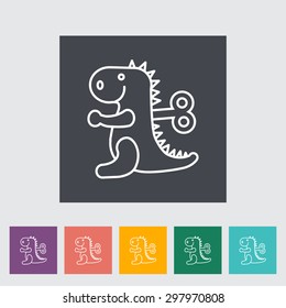 Dinosaurus toy thin line flat vector related icon set for web and mobile applications. It can be used as - logo, pictogram, icon, infographic element. Vector Illustration. 