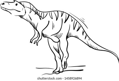 Dinosour drawing, illustration, vector on white background.