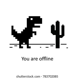 dinosty is running  to pass a cactus. dinosty is a black dinosaur character game created by pixel art style
