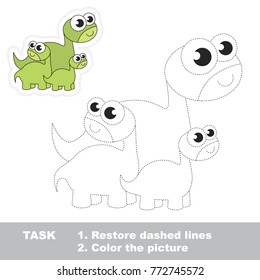 Dinosur Brontosaurus and her Infants. Dot to dot educational game for kids.