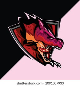 dinosur head mascot logo gaming