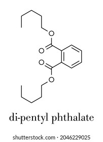 Di-n-pentyl phthalate (DNPP) plasticizer molecule. Skeletal formula.