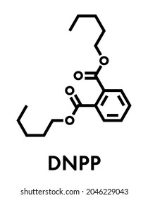 Molécula de plastificante de di-n-pentílico (DNPP). Fórmula esquelética.