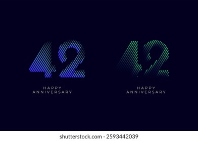 Dioagonal Line Stripes Speed Gradient Colorful 42th, 42th Happy Anniversary with diagonal Line movement,Tech, Line pattern concept.