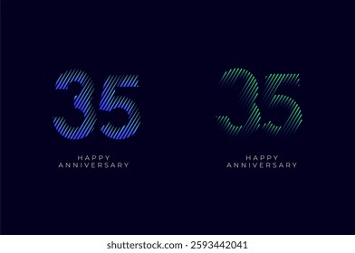 Dioagonal Line Stripes Speed Gradient Colorful 35th, 35th Happy Anniversary with diagonal Line movement,Tech, Line pattern concept.