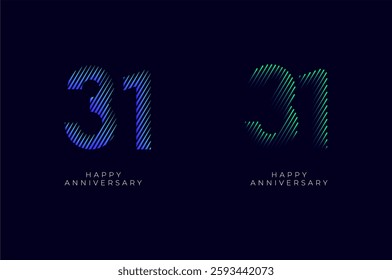 Dioagonal Line Stripes Speed Gradient Colorful 31th, 31th Happy Anniversary with diagonal Line movement,Tech, Line pattern concept.