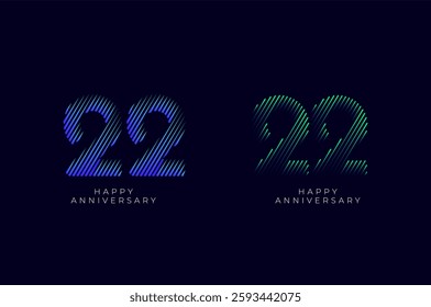 Dioagonal Line Stripes Speed Gradient Colorful 22th, 22th Happy Anniversary with diagonal Line movement,Tech, Line pattern concept.